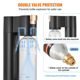 Sparkling Water Maker, Soda Maker Machine for Home Carbonating, Seltzer Water Starter Kit with BPA-free 1L PET Bottle, 2 CO2 Cylinders, Compatible with Mainstream Screw-in 60L CO2 Cylinder